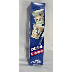 Dixie Vintage 100 Bathroom Cups Precious Pets Cats Dogs 3‎ oz New Sealed Box